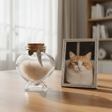 Glass Cat Funeral Urn