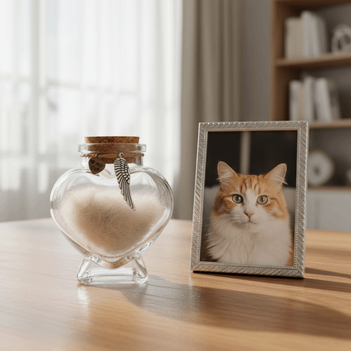 Glass cat funeral urn - glass,
