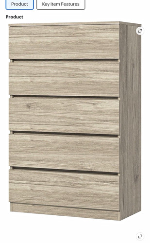 Drawer gray wood chest of - 5-drawer,