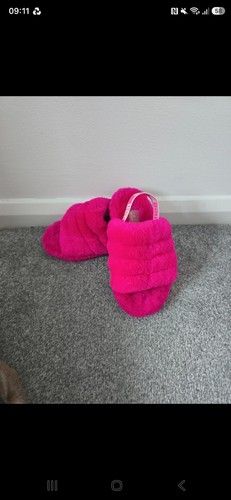 Girls hot pink ugg sliders - girls,