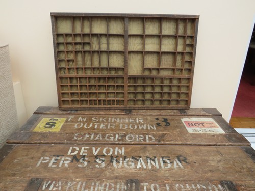 Vintage wooden printers - wooden, tray