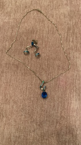 Opal and blue topaz pendant - blue,