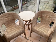 Cane Rattan Chairs And Coffee Table Set Patio Conservatory