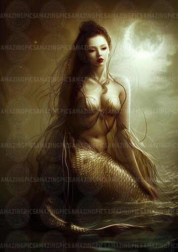 Mystical mermaid art print - art,