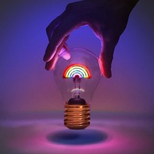 Gay Pride Rainbow Light Bulb Freestanding USB Rechargable Decoration Party Neon