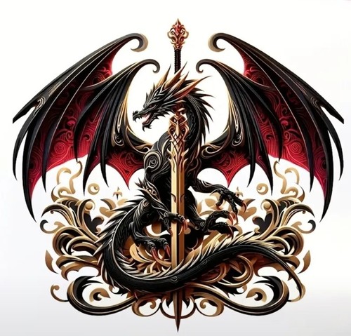 Sword dragon vinyl sticker - dragon,
