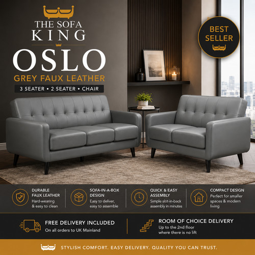Grey sofas 3 2 - grey, pu