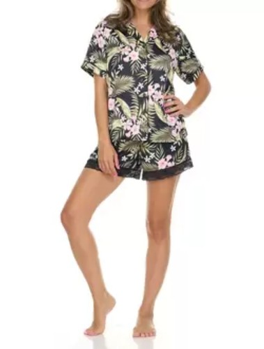 Satin pyjamas set flora - satin,