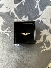 White Gold Chevron Wishbone V Ring 14ct  With 9 Diamonds