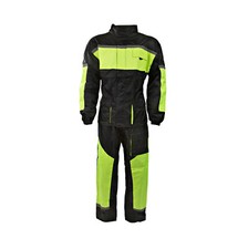 Black 100% Waterproof Hi Viz Two 2 Piece Rain Suit Motorcycle Motorbike Oversuit