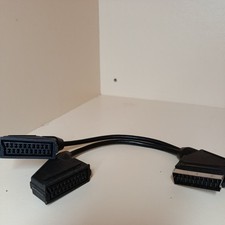UKDJ 2 Way Scart Splitter Box Video Cable Adapter Connects 2 Devices to 1 TV