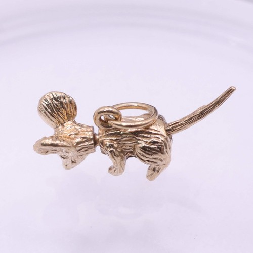 9ct yellow gold mouse charm - mouse,