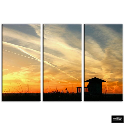 Beach hut sunset seascape - sunset,