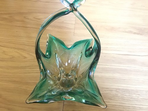 Glass basket green - glass, and