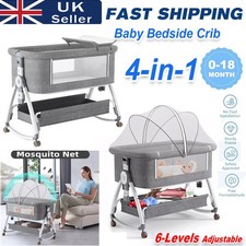 4in1 Baby Bedside Crib Sleeper Bassinet Height-adjustable Infant Newborn Cot Bed