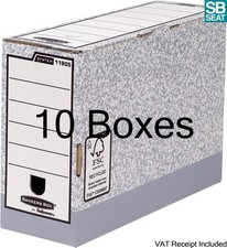 10 x Fellowes 11805 Bankers Box Grey Foolscap Transfer File 120mm A4 Foolscap