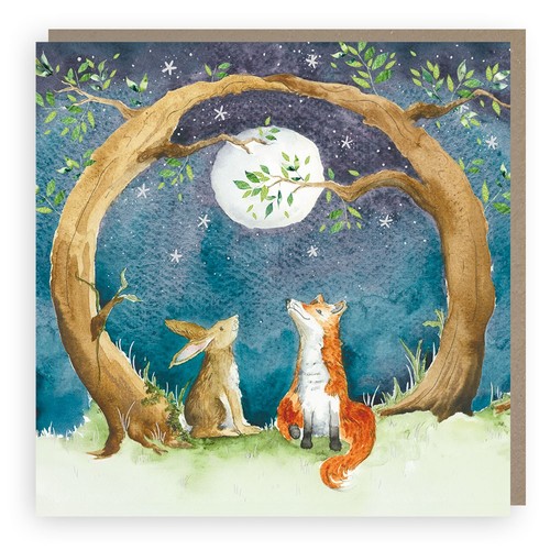 Fox hare greeting card - fox,