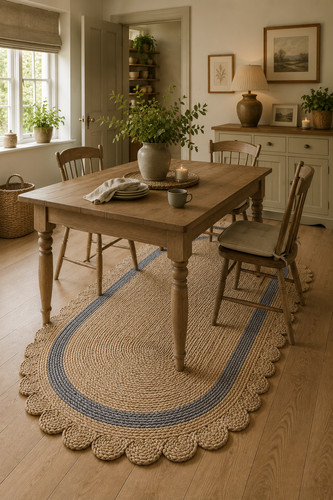 Large oval braided jute - jute, rug