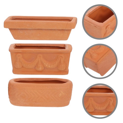 3pcs small terracotta pots - small, red