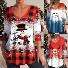 Women Christmas V Neck T-Shirt