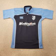 Vintage Cardiff Blues Mens Rugby Shirt Small Blue Canterbury Worthingtons Home