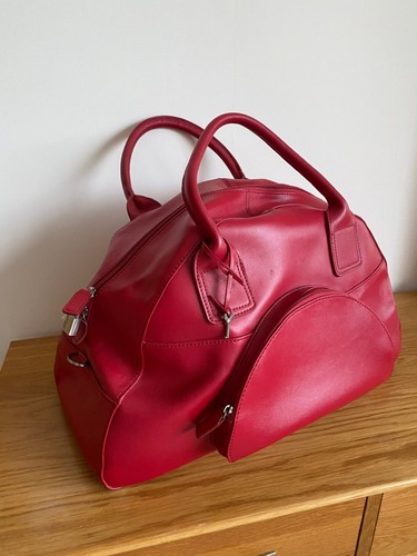 Red real leather travel - m&s,