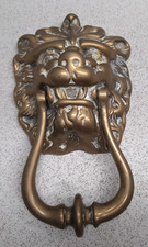 Large Vintage Antique Solid Brass Lions Head Door Knocker