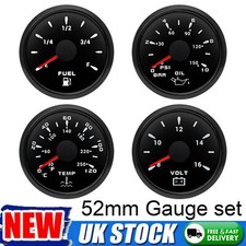 4PCS Gauge Set 52mm Fuel Gauge Volt Oil Pressure Water Temperature Gauge UK