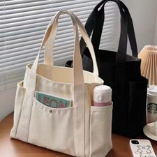 Women's Shopping Tote Bag Canvas Handbag Portable Shoulder Pocket Pouch UK Stock