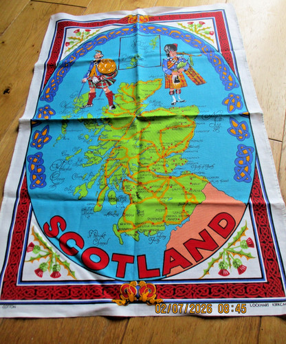 Vintage scotland tea towel - scotland, map