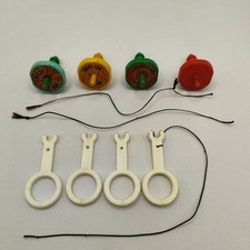 VTG IIDEAL BATTLING TOPS 1968 GAME PIECES 4 TOPS 4 PULLERS 3 STRINGS Originals