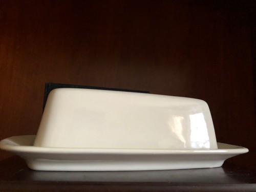 White porcelain butter dish - white,