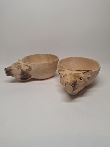 Pair wooden carved bear - of,