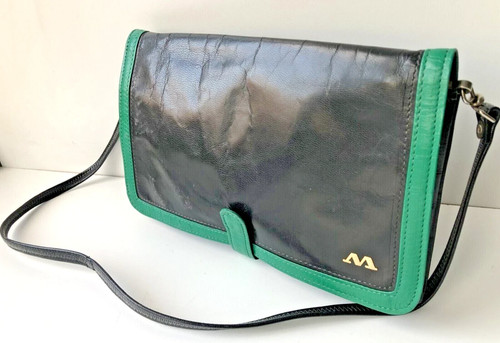 Vintage leather handbag black - handbag,