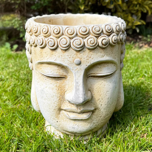 Buddha head planter cement - planter,