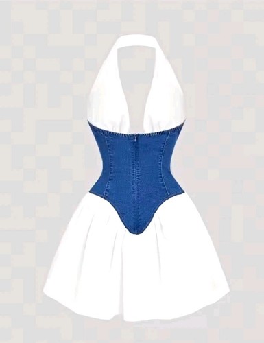 Women blue white denim - &,