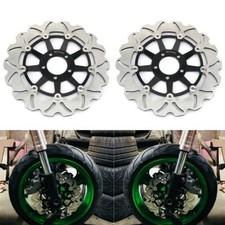Pair Wavy Front Brake Discs Rotors For Kawasaki ZX9R ZX-9R Ninja E1 E2 2000-2001