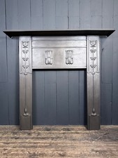 Antique Victorian Art Nouveau Cast Iron Fireplace Surround Woodburner (JKY 671)