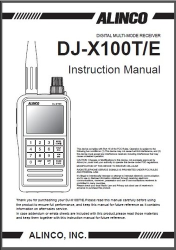 Alinco x100t instruction - alinco, dj-x100t/e
