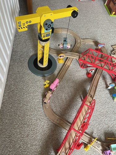 Wooden train set with track - with,