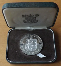 British Guernsey Sterling Silver 25 Pence Coin Proof Grade 1972 Cased Scarce.