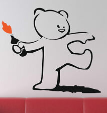 Banksy Graffiti Molotov-throwing Teddy Bear Art Vinyl Wall Stickers. FREE P&P !