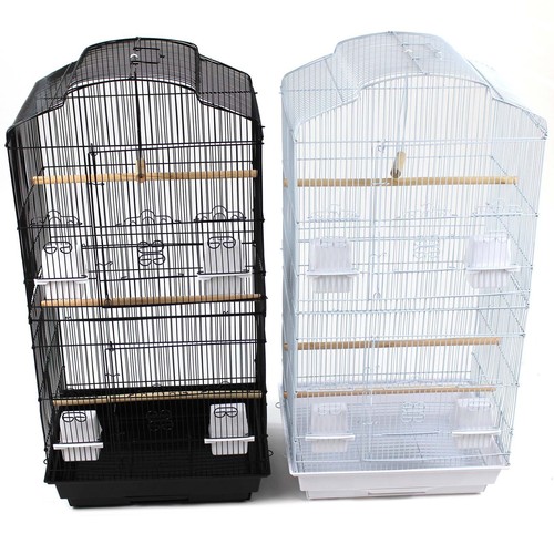 Metal bird cage - or, white