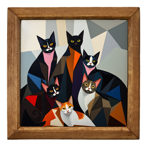Cubist cat stone wall art - cat,