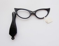 BNWOT Vintage 1950's Cats-Eye Black Foldable Opera Spectacle Frames Deadstock