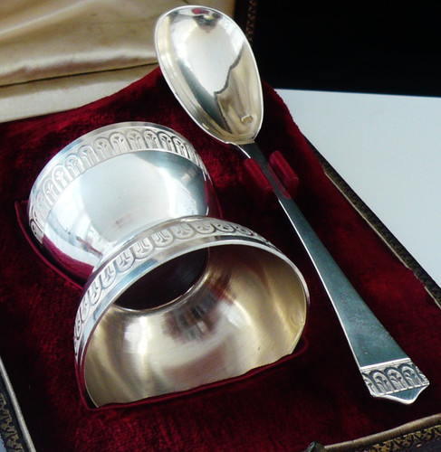 French silver egg cup spoon - egg,