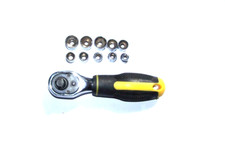 10 METRIC SOCKETS  4mm to 13mm + MINI RATCHET DRIVER (14.5cm long)