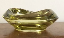Rosice Glassworks SKLO Union Czech Yelllow Glass Bowl Design Rudolf Jurnikl 1962