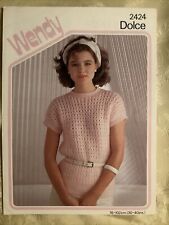 Wendy Dolce knitting pattern 2424. Lacy sweater 30 - 40"