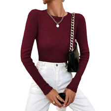 Women Knitted Jumper Tops Ladies Long Sleeve Holiday Knitwear Plain Sweater